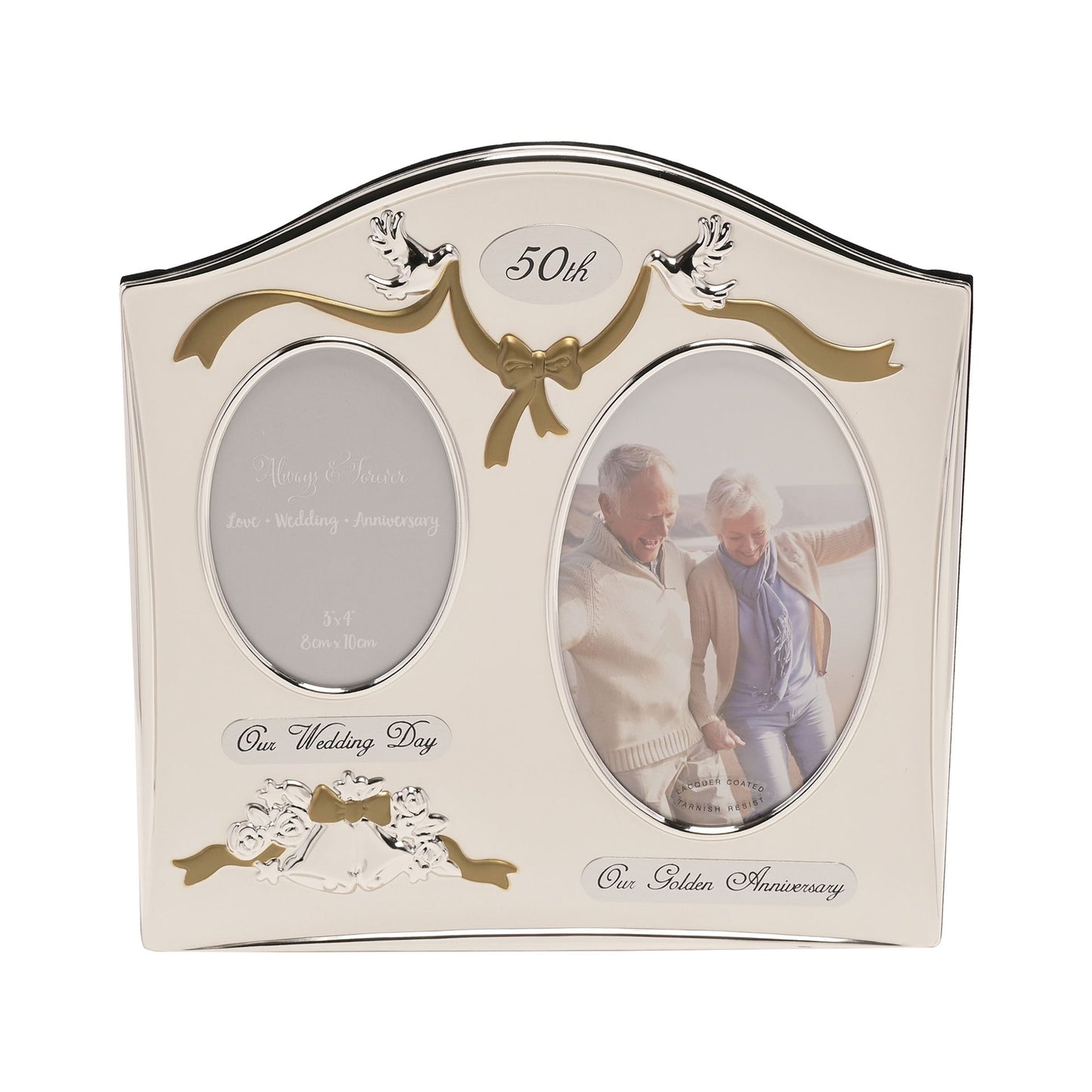 Juliana Two Tone Silver Plated Wedding Anniversary Photo Frame - 50th Golden Anniversary