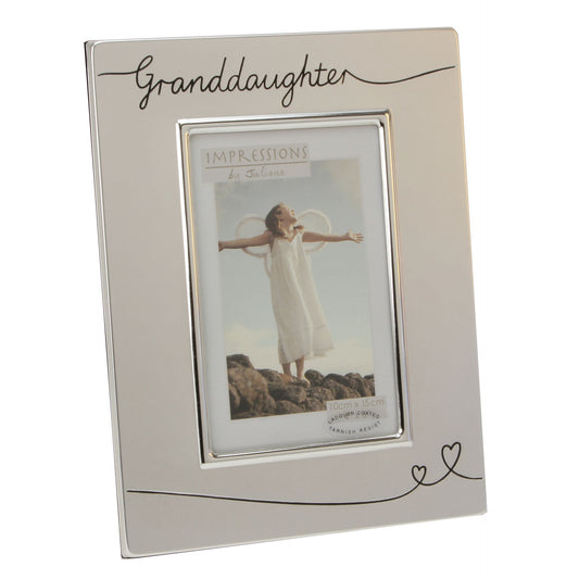 Silver Plated Satin 6x4 Inch Granddaughter Photo Frame