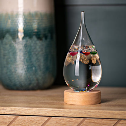 William Widdop Tear Drop Design Galileo Thermometer On Wood Stand