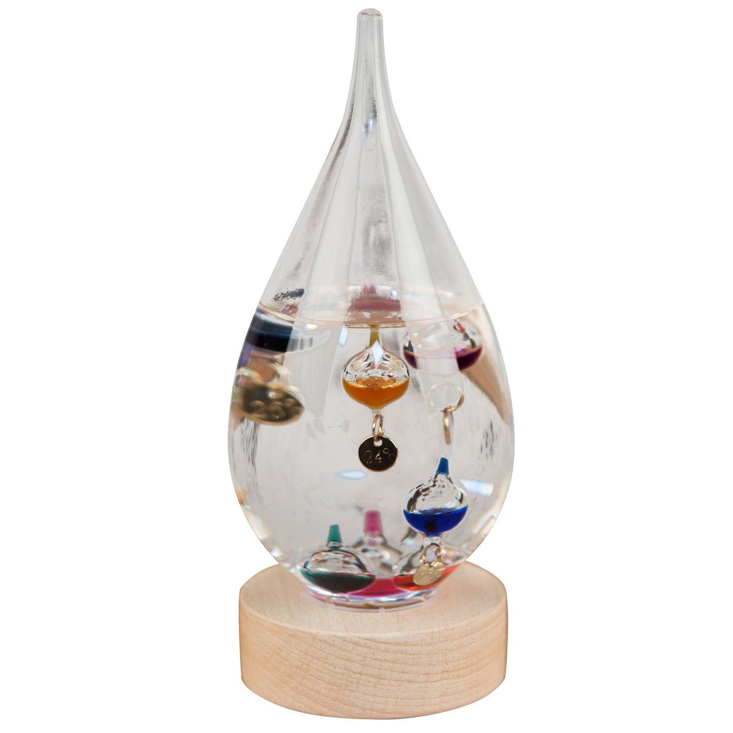 William Widdop Tear Drop Design Galileo Thermometer On Wood Stand