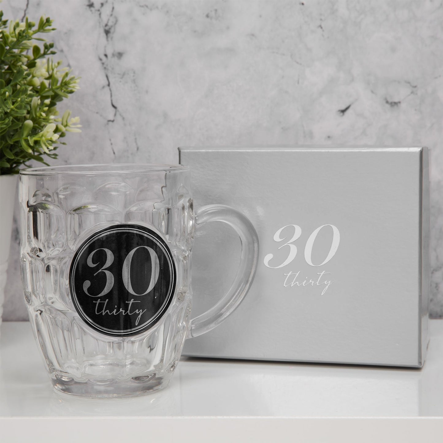 30th Birthday Glass Tankard Beer Mug in Gift Box