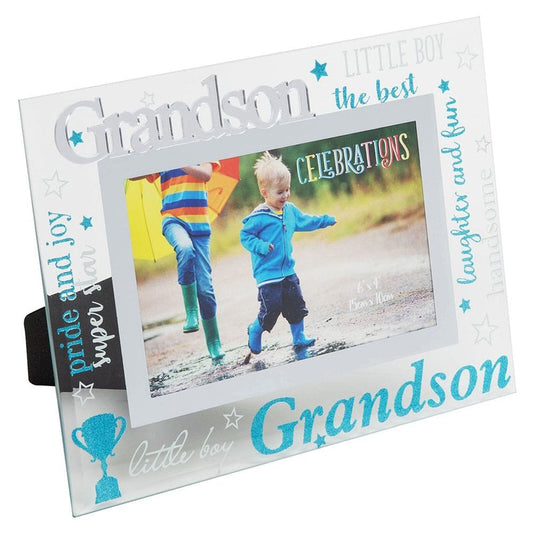 Grandson 3D Word Glass & Mirror 6x4 Photo Frame