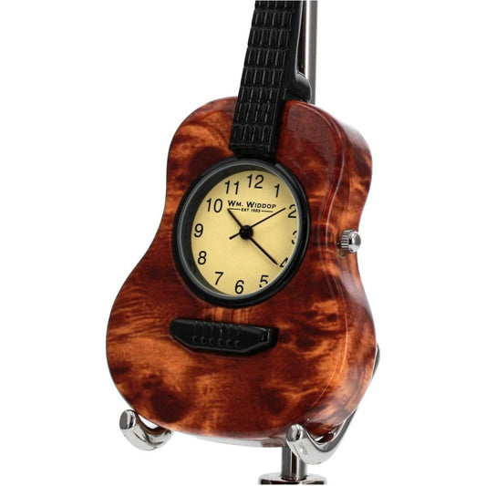 William Widdop Metal Miniature Clock - Brown Guitar
