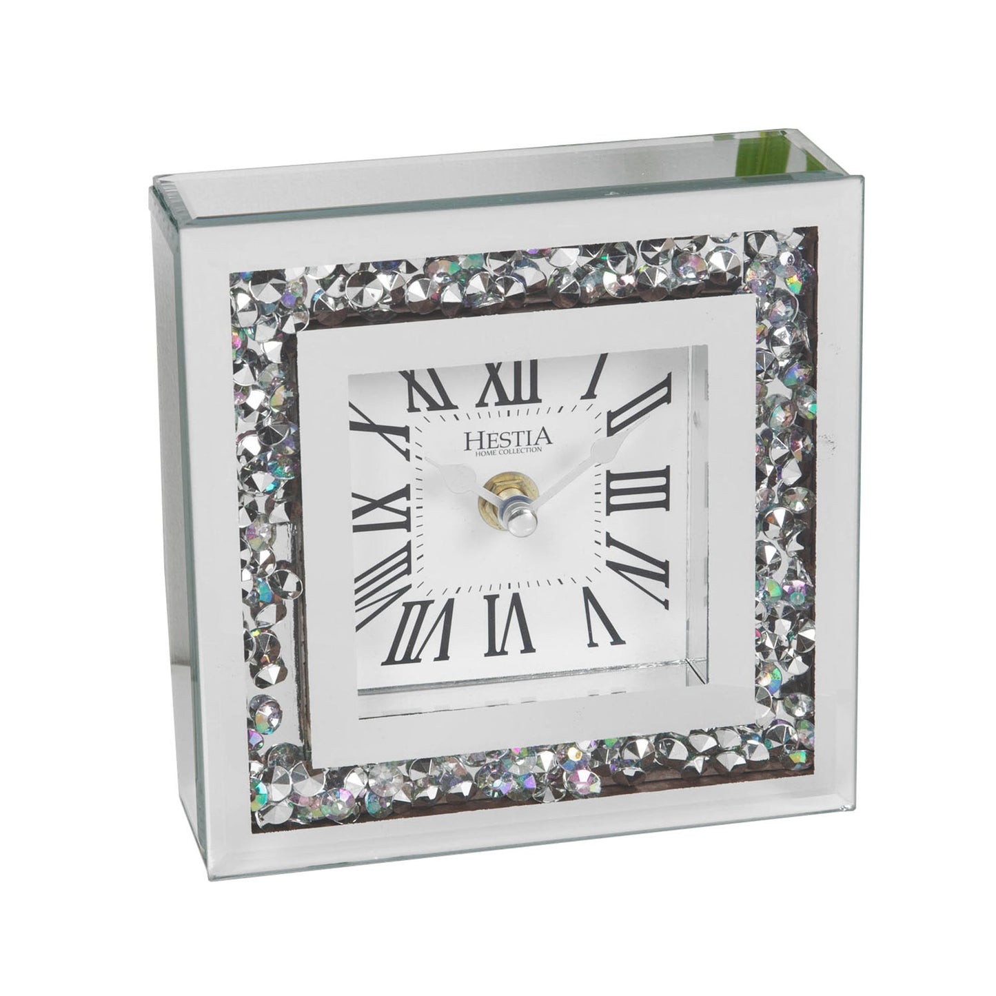 Hestia Crystal Border Mantel Clock 15cm