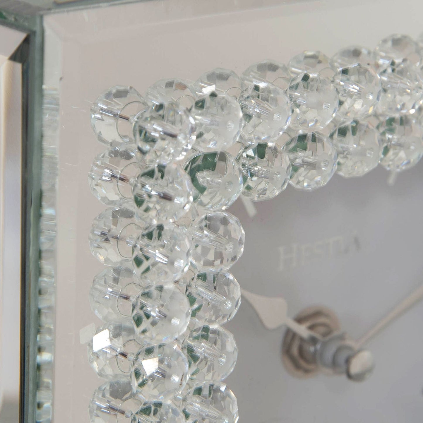 Hestia Mirror Glass Mantel Clock with Crystal Border