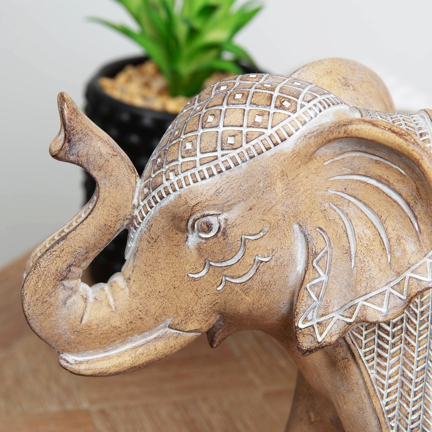 Hestia Embossed Sandstone Effect Elephant Figurine