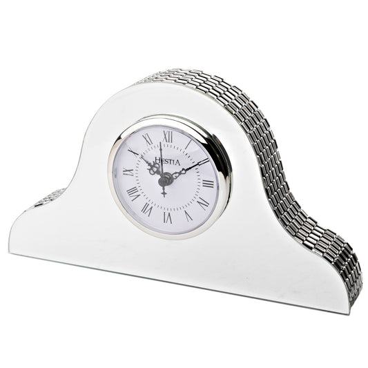 Glass Mirror Napoleon Mantel Clock - Mirror Glass - 13 x 23 x 5cm