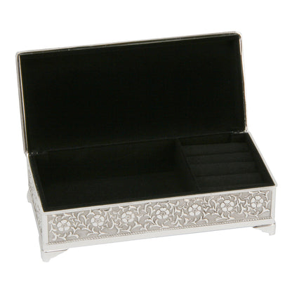 Juliana Silver Plated Trinket Box Antique Finish - Boxed and with Pouch