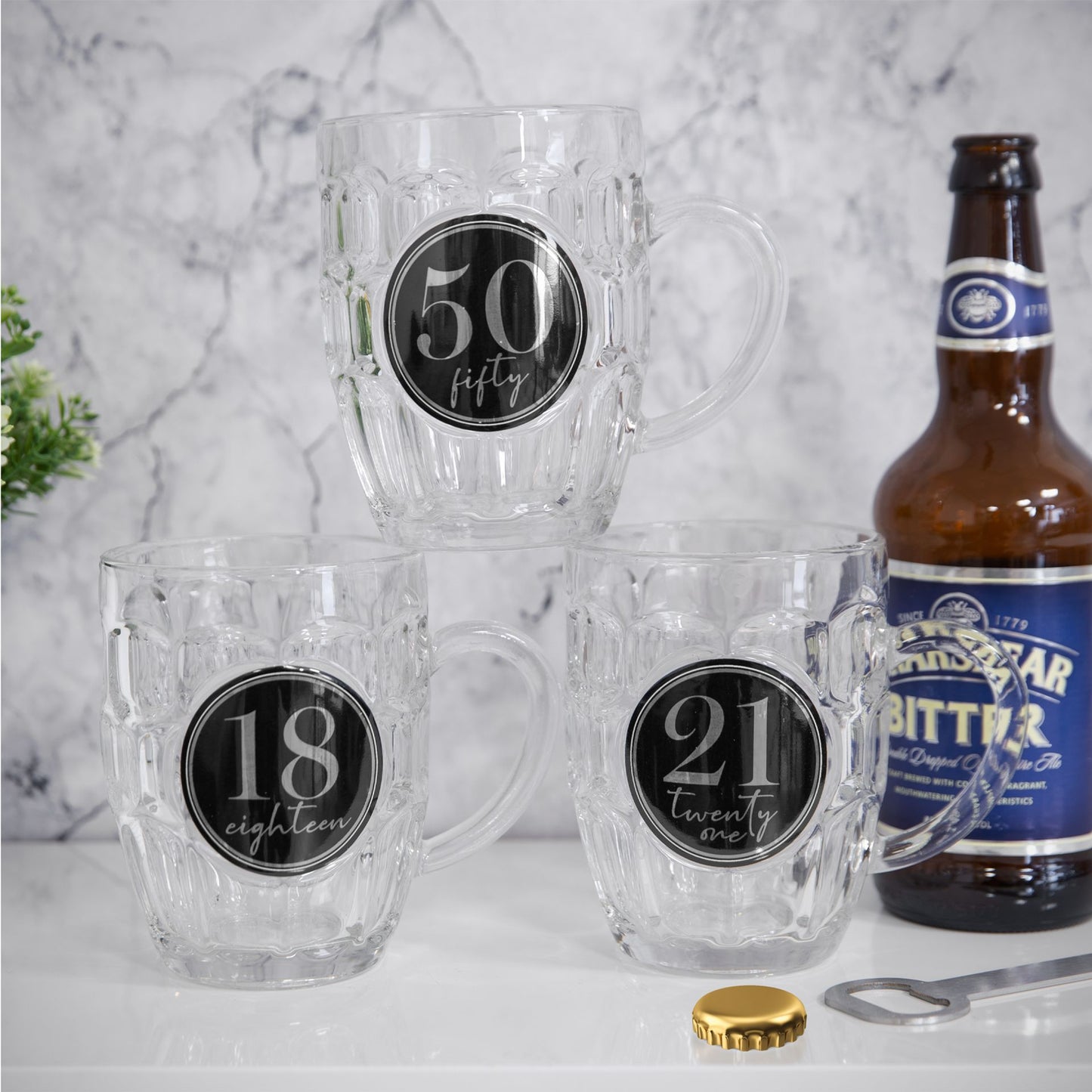 50th Birthday Glass Tankard Beer Mug in Gift Box