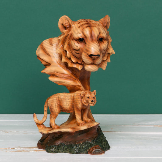 Naturecraft Tiger & Cub Wood Effect Resin Figurine