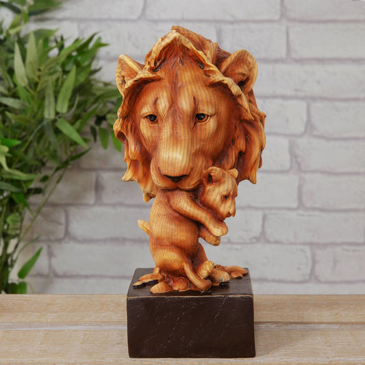 Naturecraft Lion & Cub Wood Effect Resin Figurine