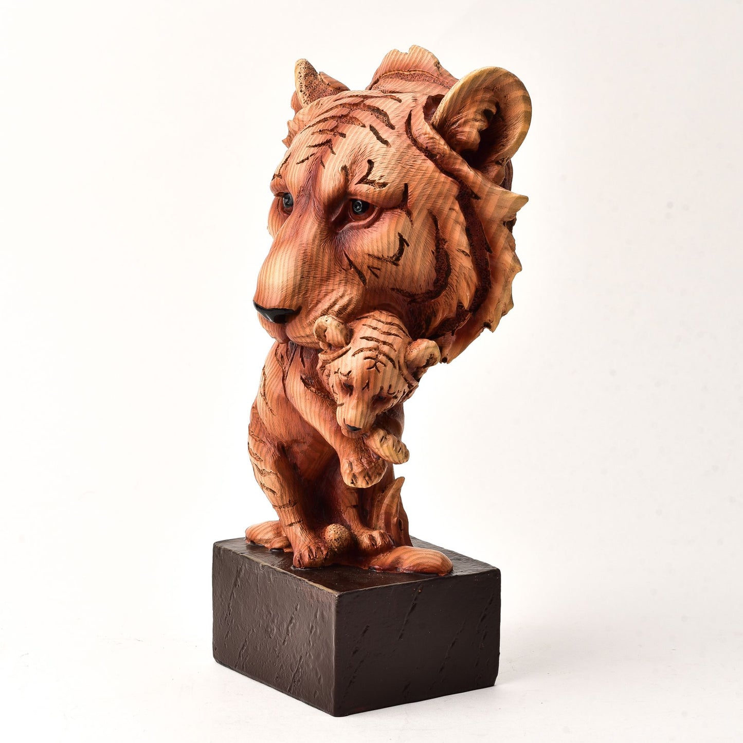 Naturecraft Tiger with Cub Wood Effect Resin Figurine