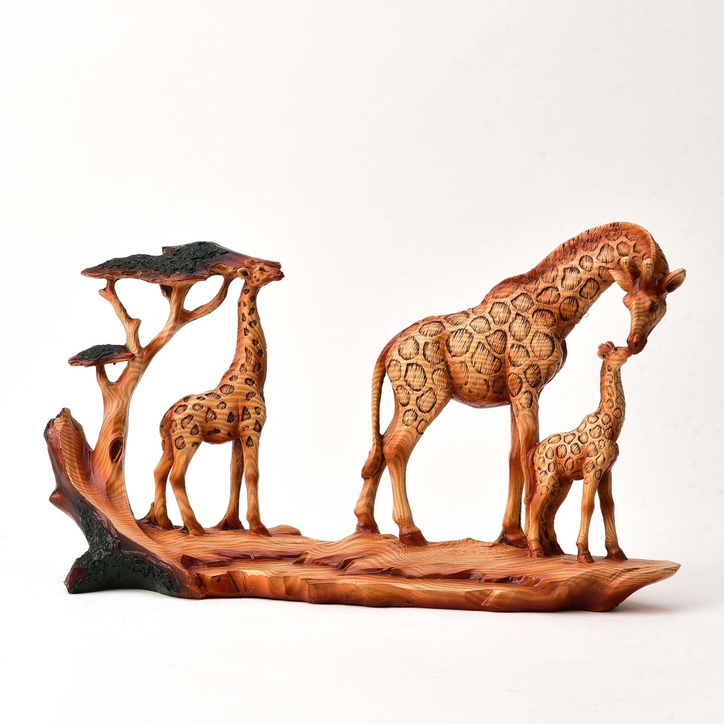 Naturecraft Wood Effect Walking Giraffe Family on Base Ornament Figurine