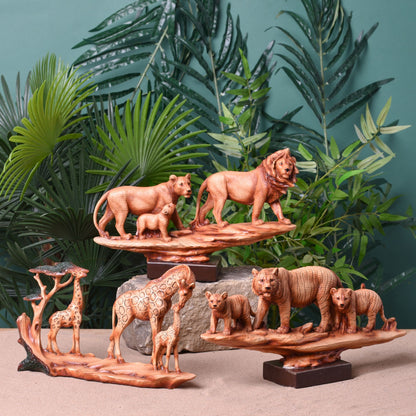 Naturecraft Wood Effect Walking Giraffe Family on Base Ornament Figurine