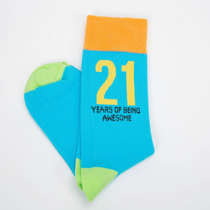 Men's Socks | Fun 21st Birthday Gift | 21st Birthday Socks for Men | Size 7-11