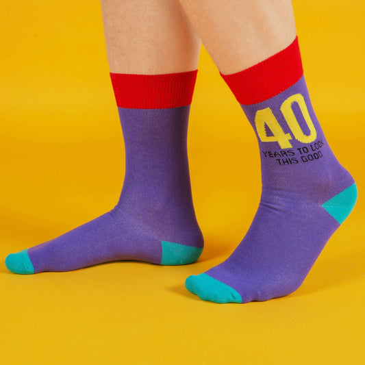 Men's Socks | Fun 40th Birthday Gift | 40th Birthday Socks for Men | Size 7-11