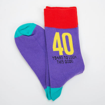 Men's Socks | Fun 40th Birthday Gift | 40th Birthday Socks for Men | Size 7-11