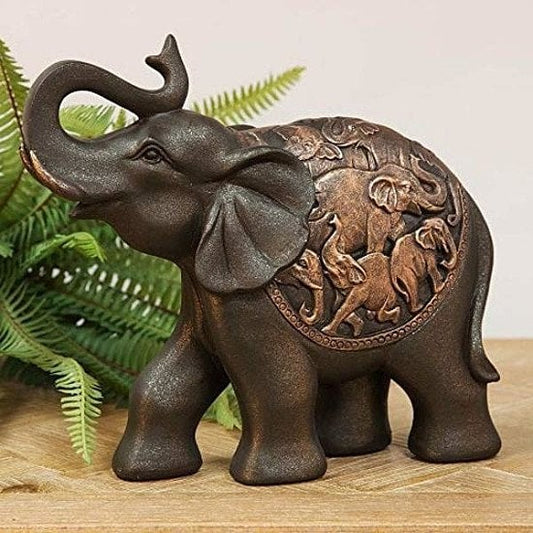 Juliana Resin Elephant With Trunk Raised Figurine 20cm