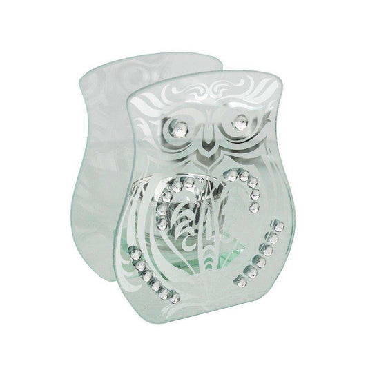 Hestia Single Tea Light Holder Mirror Owl Design 10cm