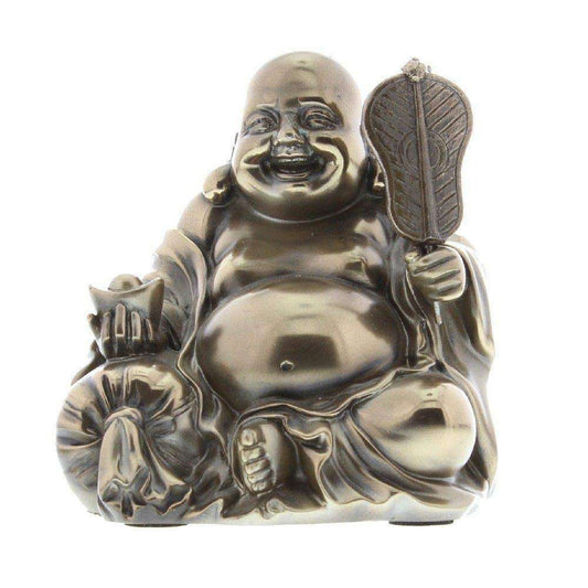 Polished Bronze Buddha Ornament, Sitting, Hand Crafted, Lucky, 11 x 10 x 10cm