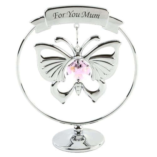 For You Mum Pink Butterfly, Swarvoski Crystal Elements, Keepsake Gift Ornament