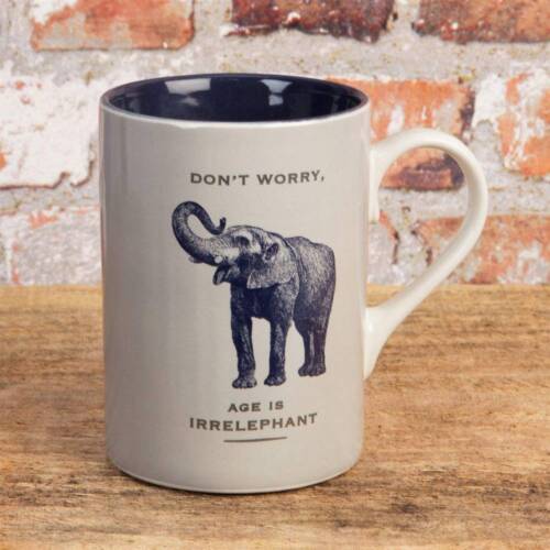 Elephant Mug Gift "Age Is Irrelephant" Stoneware Coffee Mug