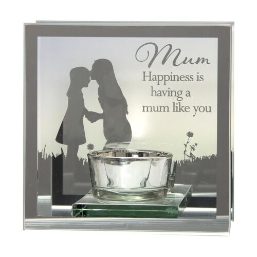 Mum 'Happiness is having a mum like you' Reflections from the Heart Mirrored Tea Light Holder