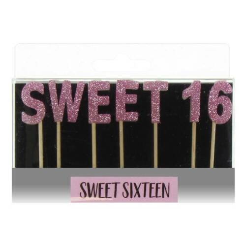 16th Birthday Candles - Sweet Sixteen - Pink