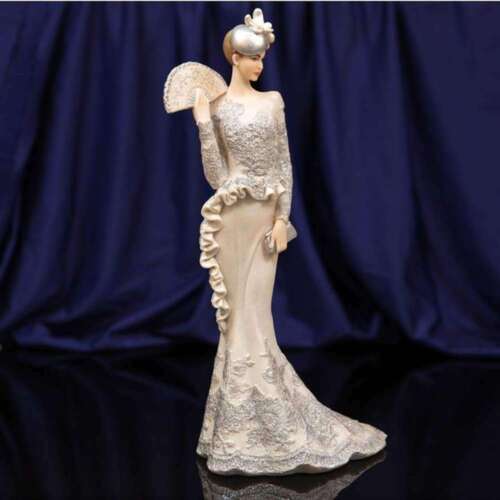 Lady Figurine Ornament In Silver Dress - Bolero Collection - 33.5 x 16 x 10 cm