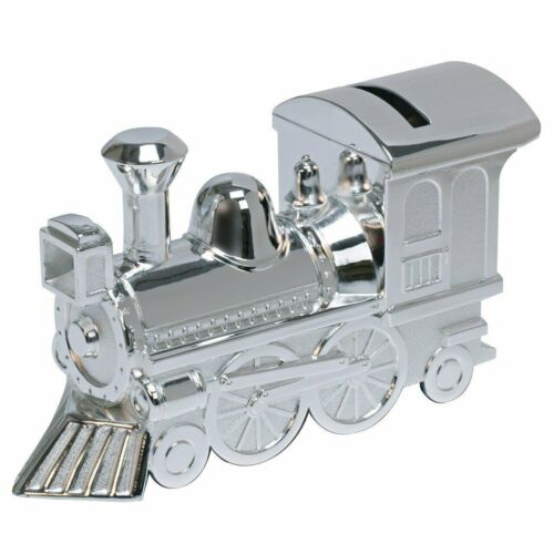 Silver Plated Train Money Box - Christening Gifts for Boys and Girls