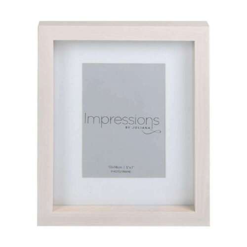 Impressions Wooden Washed White 7x5 Inch Photo Frame