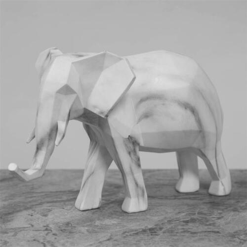 Juliana Marble Effect Elephant Figurine - 18 x 28.5 x 14 cm - White