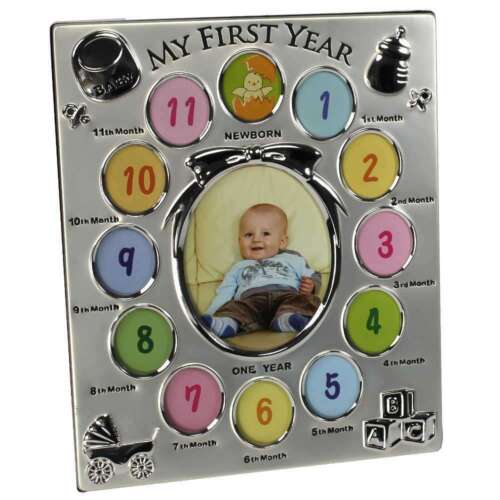 My First Year Picture Frame - Silverplated - By Juliana - Holds 12 Photos - 28.5x23cm