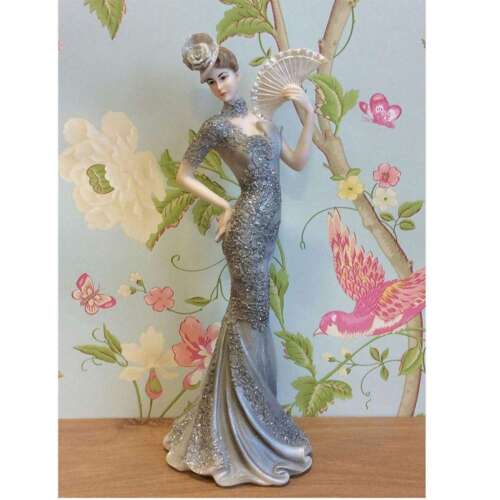Lady in Silver Dress Figurine Ornament - Bolero Collection - 33.5 x 12 x 11 cm