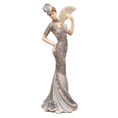 Lady in Silver Dress Figurine Ornament - Bolero Collection - 33.5 x 12 x 11 cm