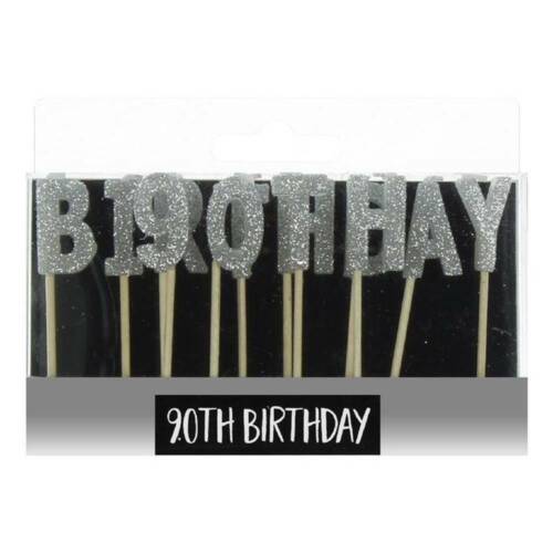 90th Birthday Candles - Silver