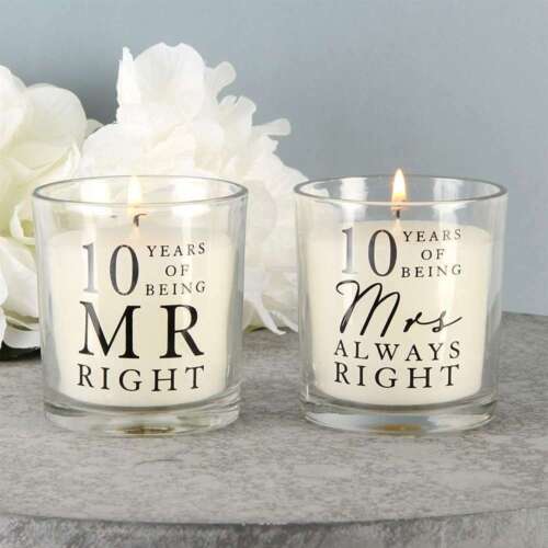 Candle Set - 10th Anniversary Gift "Mr Right & Mrs Always Right" Candle Gift Set
