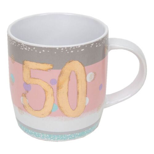 50th Birthday Mug - Pink & Grey