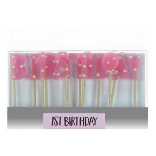 Girl 1st Birthday Candles - Pink