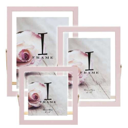 Light Pink and Gold 4x4 Inch Photo Frame on Stand