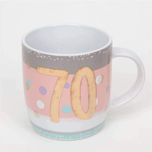 70th Birthday Mug - Pink & Grey Mug - 70th Birthday Gift