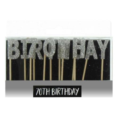 70th Birthday Candles - Silver