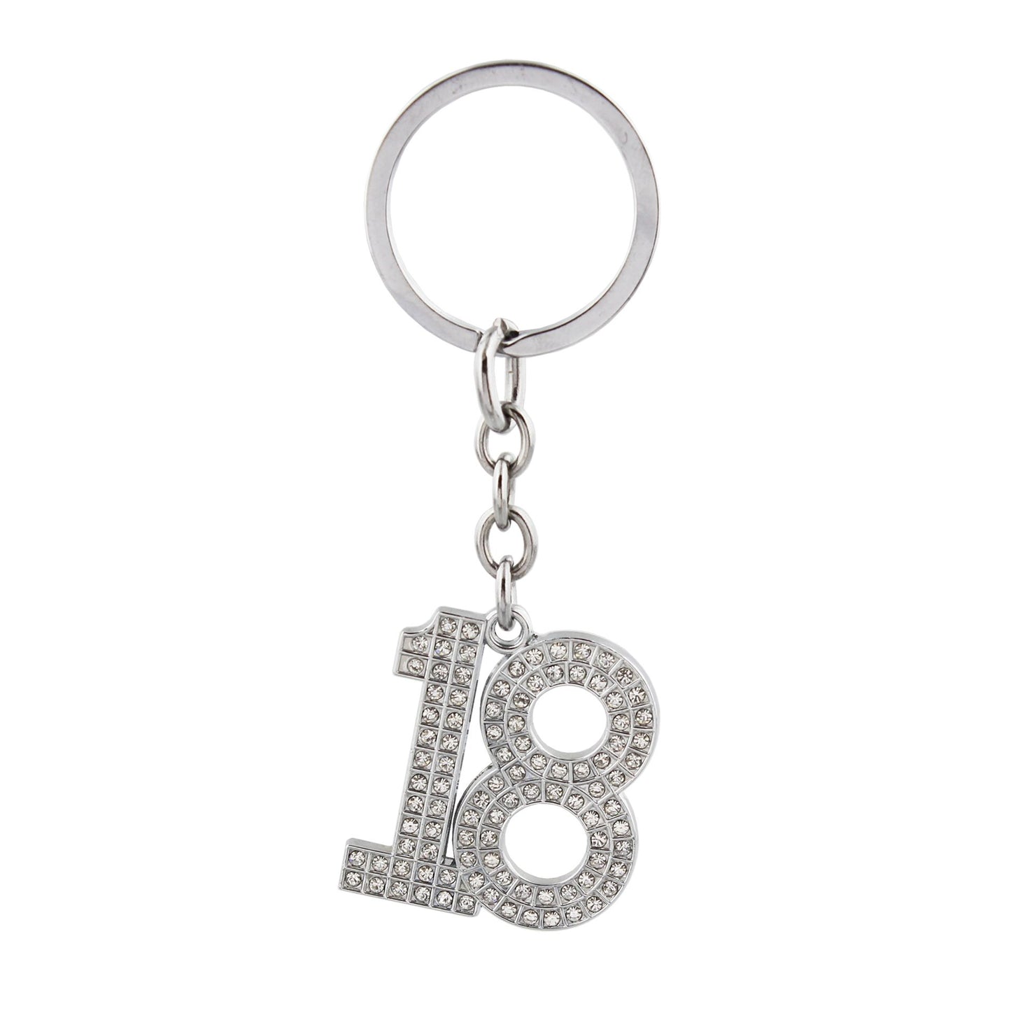 Juliana 18th Birthday Keyring - Silver Keyring With Crystals - 18th Birthday Gift