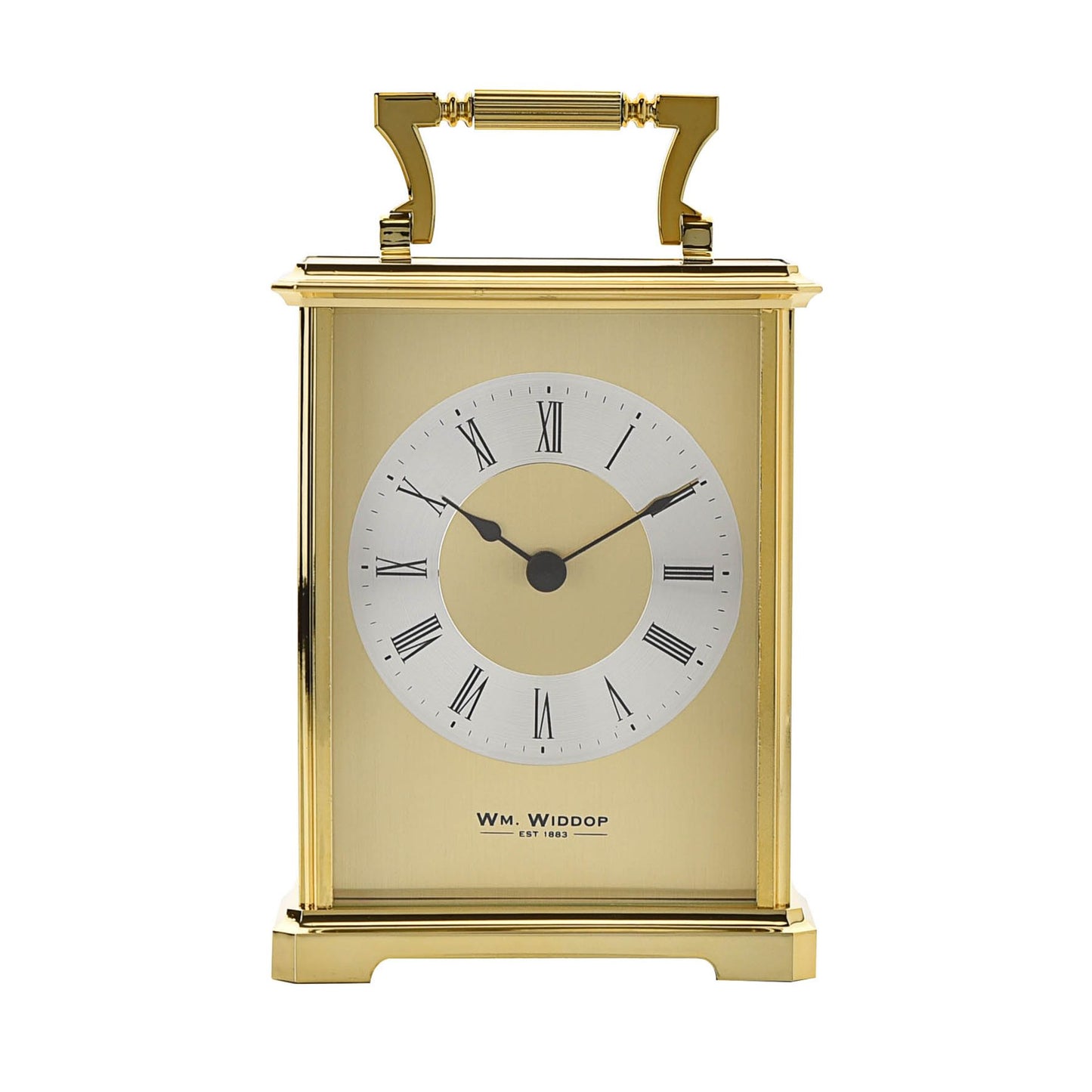 Carriage Clock with Roman Numerals in Gold