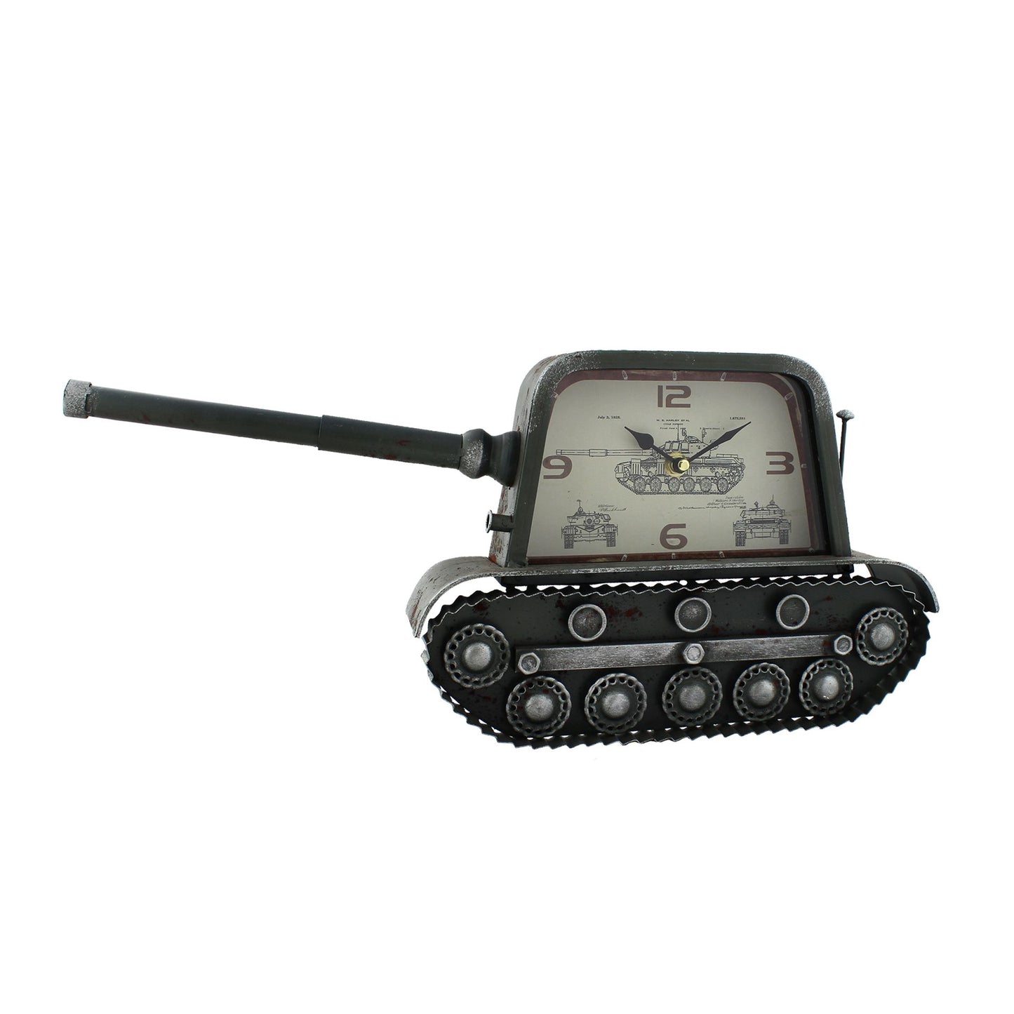Hometime Metal Mantel Clock - Retro Military Tank