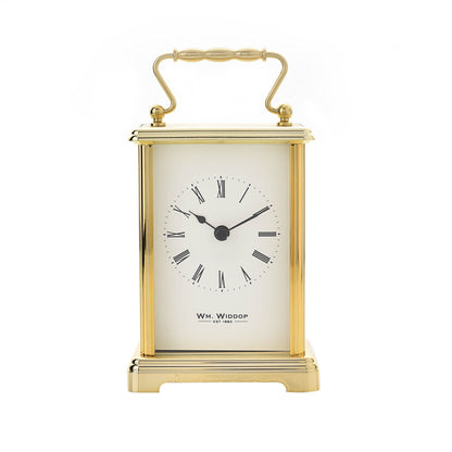 William Widdop Brass Effect Carriage Clock, Gold, 6.8 x 9.3 x 16 cm