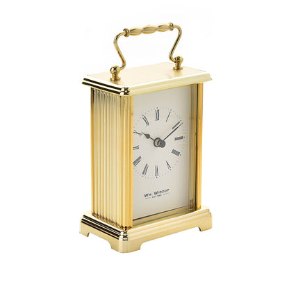 William Widdop Brass Effect Carriage Clock, Gold, 6.8 x 9.3 x 16 cm