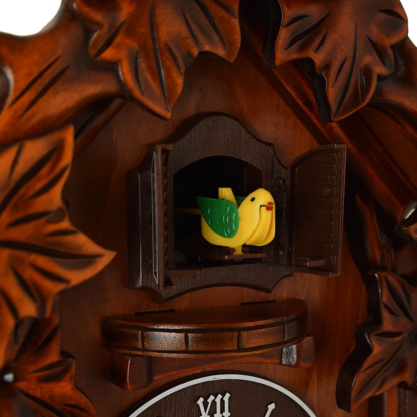Cuckoo Clock Mahogany Bird on Top Wooden Case - Large