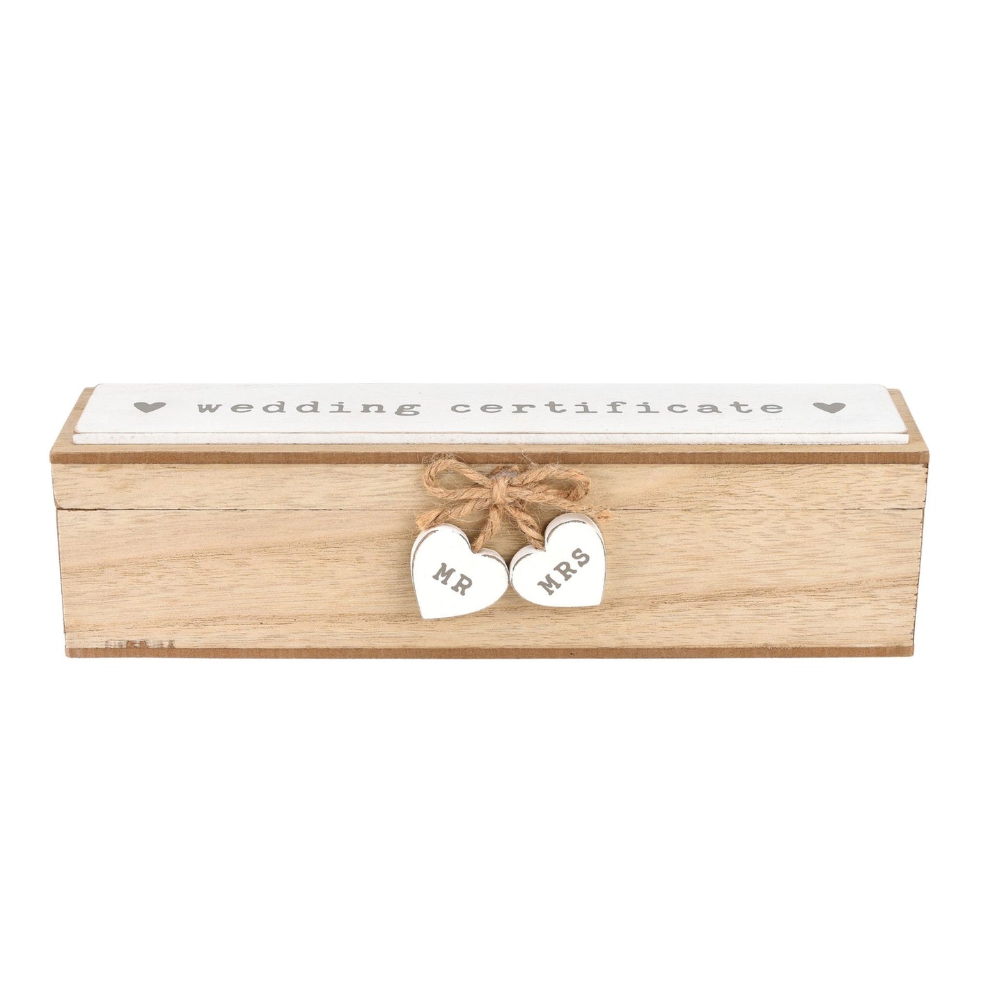 Love Story Wooden Wedding Day Marriage Certificate Holder Box with Hearts
