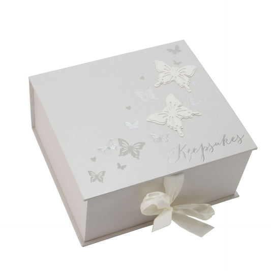 Juliana Wings of Love Wedding Keepsake Box with Silver Butterflies